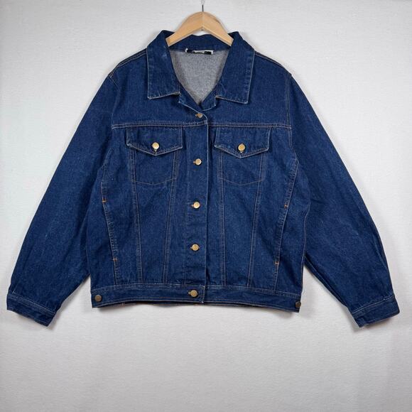 Vintage 90s Coach in Four Seasons Denim Jacket Oversized Retro Skater sz M Blue - Picture 1 of 7